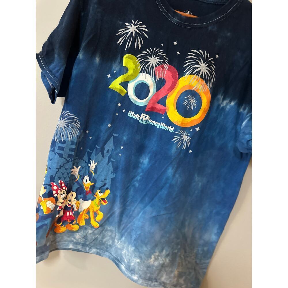 Adult Size L Disney World Blue Tie-Dye T-shirt 2020 Mickey Minnie - Picture 2 of 6